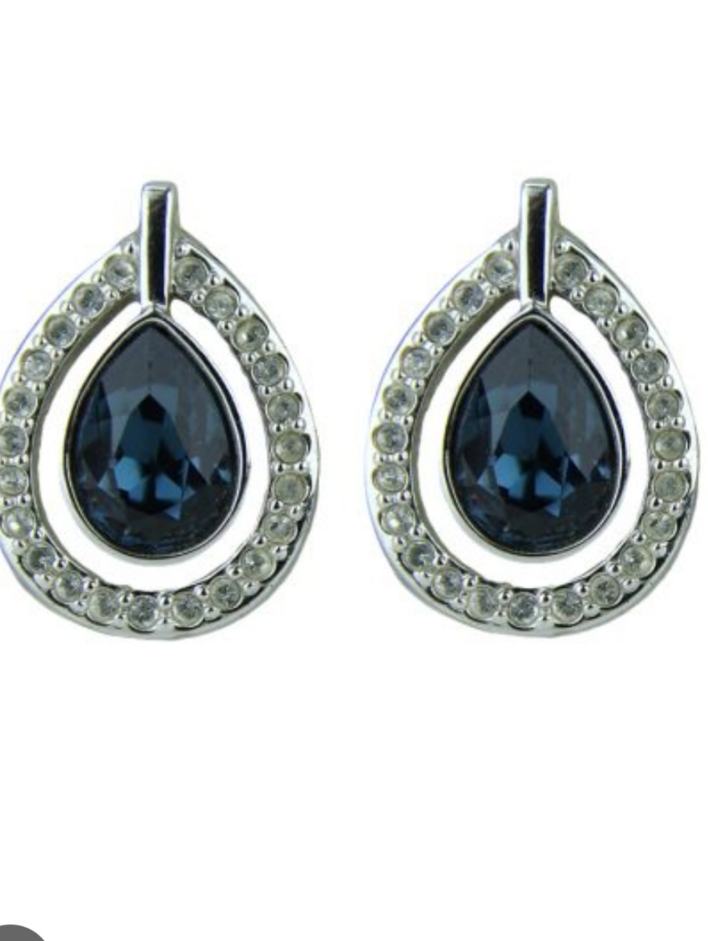 SWAROVSKI MILA Deep Blue Crystal PIERCED EARRINGS Chic Old Money Vibes
